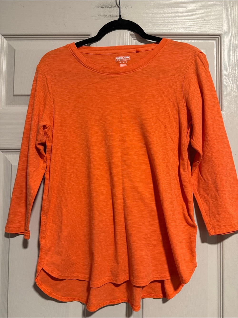 Kirkland Signature Bright Orange 3/4 Sleeve Top
